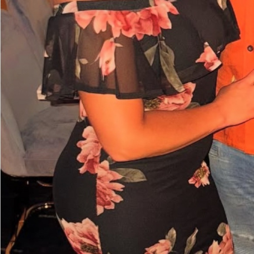 Hot Miami Styles Black Floral Mini Dress